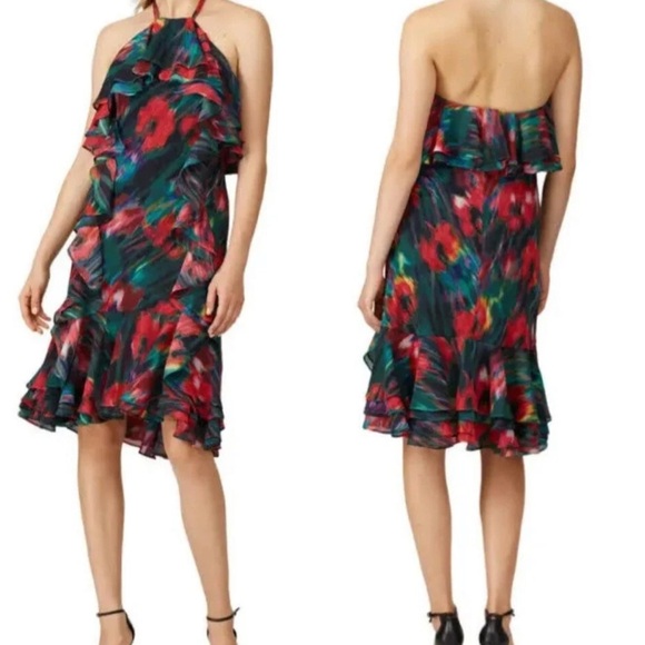 Jason Wu collection dress floral print raffles halter - Picture 1 of 12